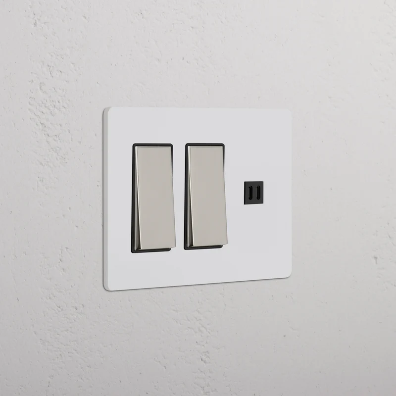 Grove 3G 2x Rocker Switch & Fast Charge USB – Paintable Polished Nickel | Black