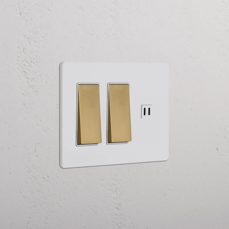 Grove 3G 2x Rocker Switch & Fast Charge USB – Paintable Antique Brass | White