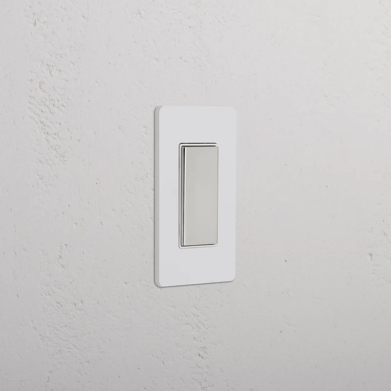 Grove 1G Center Retractive Rocker Switch – Paintable Polished Nickel | White