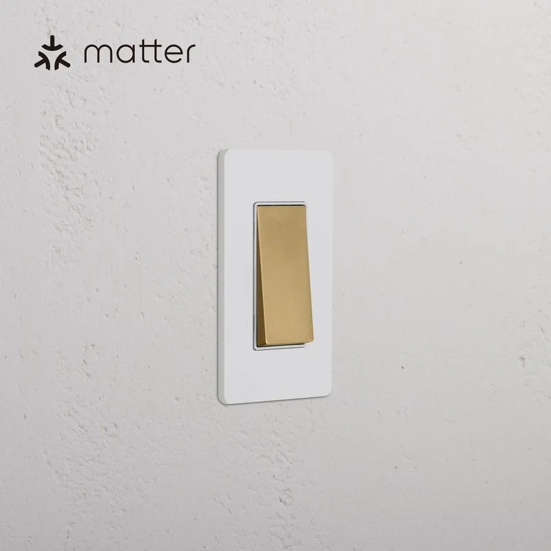 Grove 1G Smart Rocker Switch – Paintable Antique Brass | White