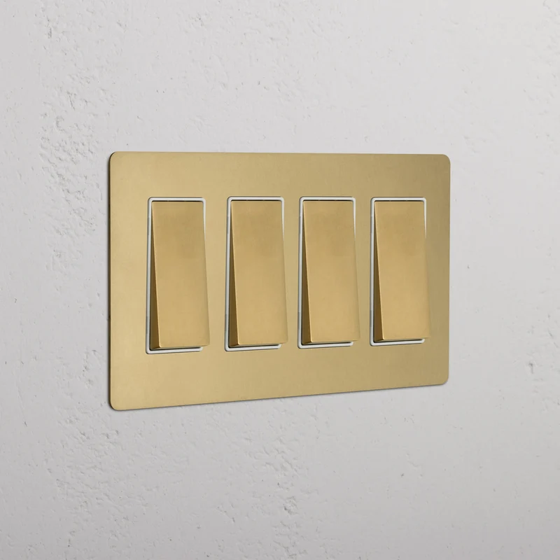 Kew 4G Rocker Switch - Antique Brass White