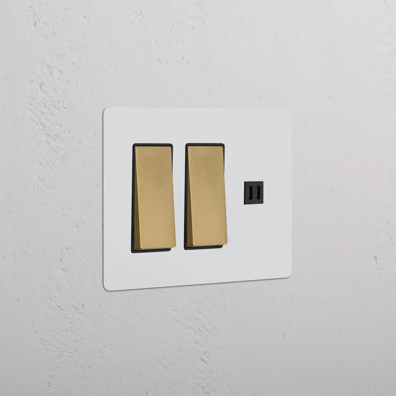 Kew 3G 2x Rocker Switch & Fast Charge USB - Paintable Antique Brass Black