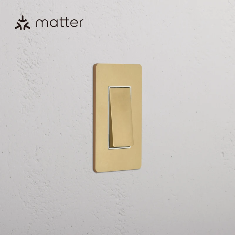 Grove 1G Smart Retractive Rocker Switch - Antique Brass White