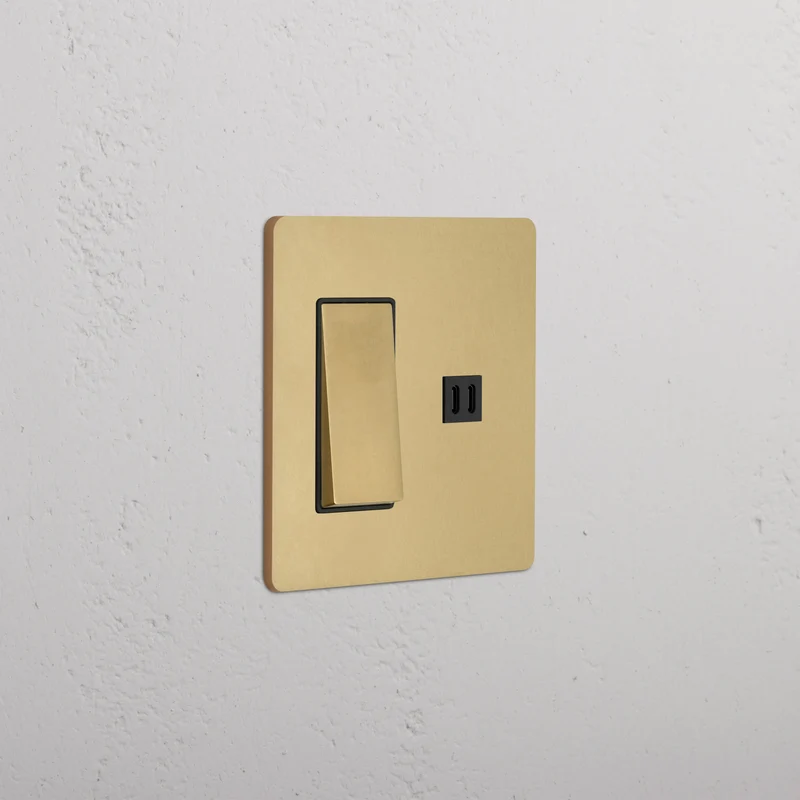 Grove 2G Rocker Switch & Fast Charge USB - Antique Brass Black