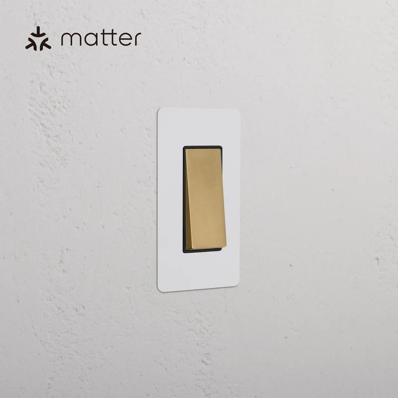 Kew 1G Smart Retractive Rocker Switch - Paintable Antique Brass Black