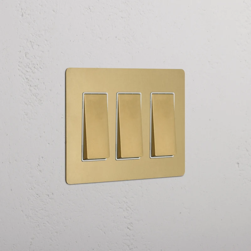 Kew 3G Rocker Switch - Antique Brass White