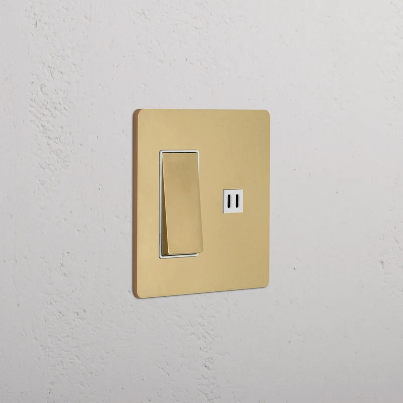 Grove 2G Rocker Switch & Fast Charge USB - Antique Brass White