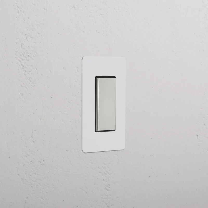 Kew 1G Center Retractive Rocker Switch - Paintable Polished Nickel Black