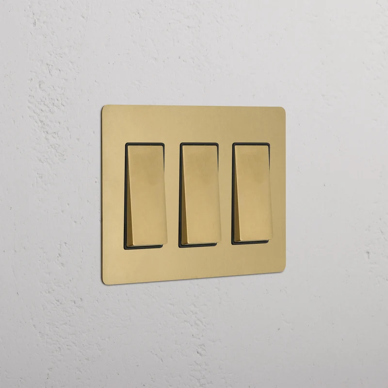 Kew 3G Rocker Switch - Antique Brass Black