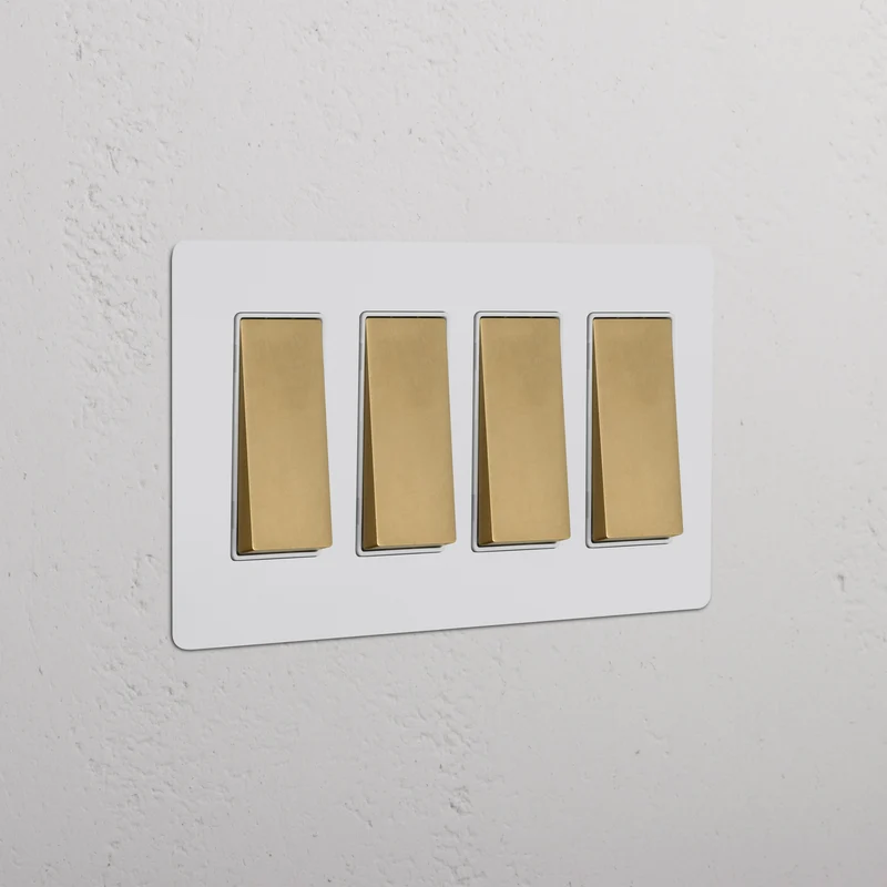 Kew 4G Rocker Switch - Paintable Antique Brass White
