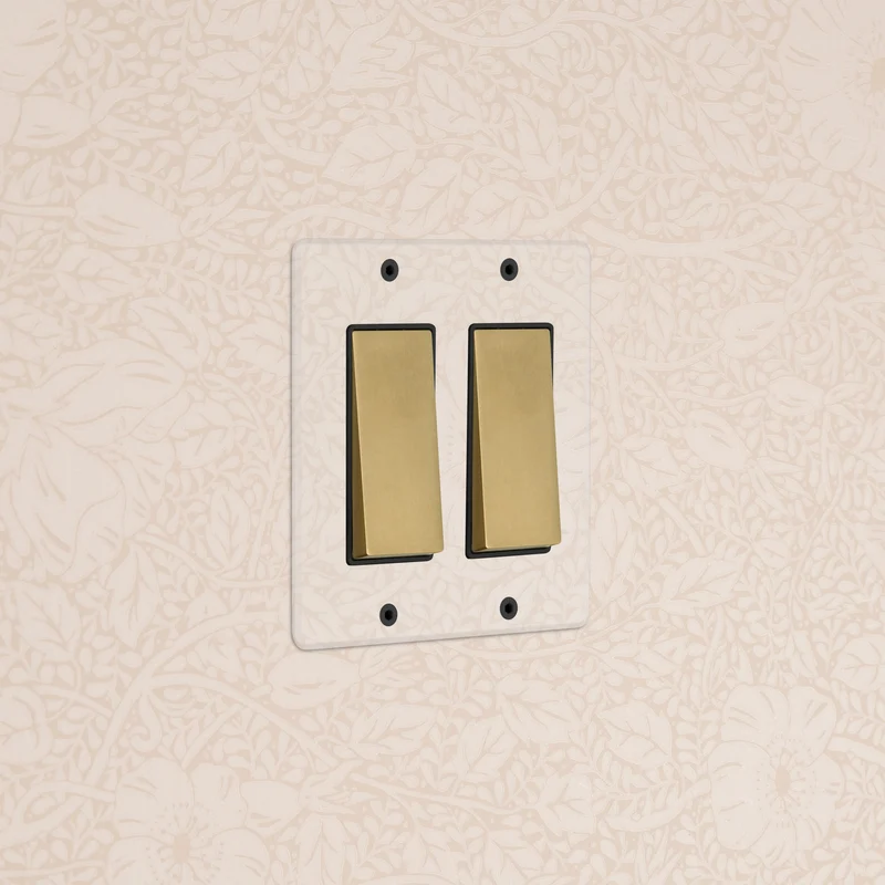 Kew 2G Rocker Switch - Clear Antique Brass Black