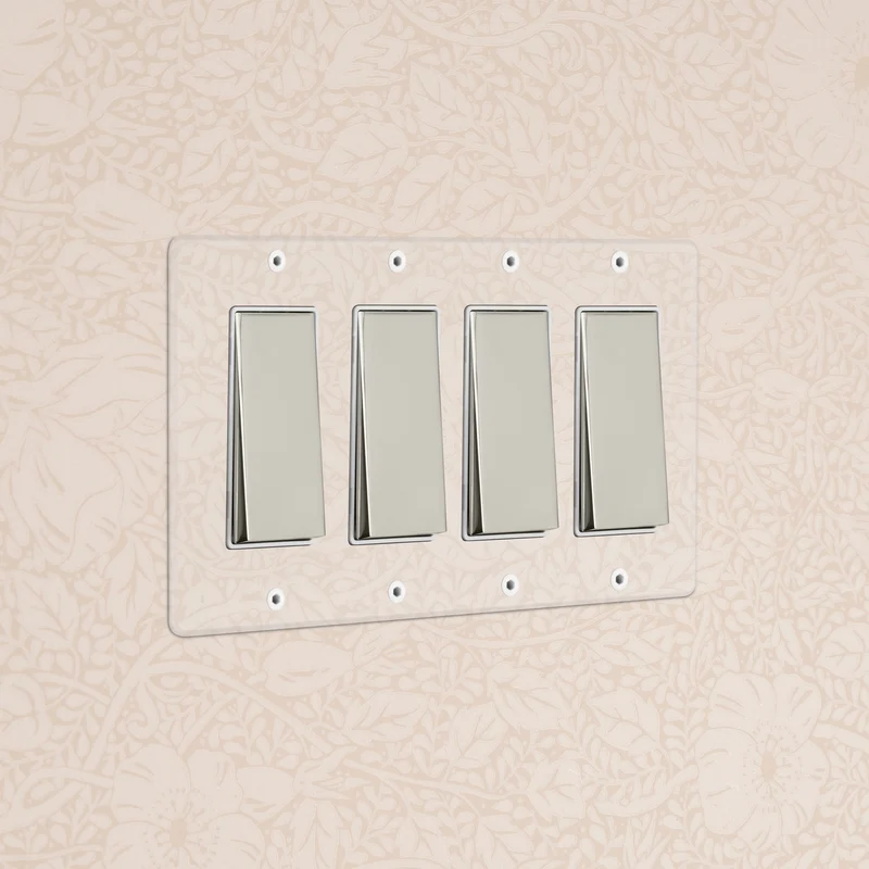 Kew 4G Rocker Switch - Clear Polished Nickel White