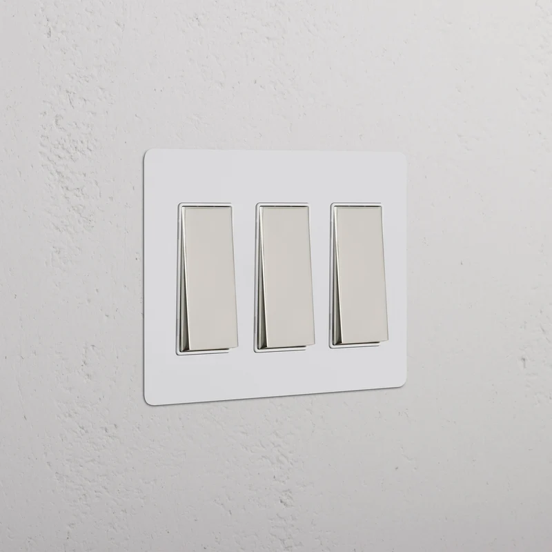 Kew 3G Rocker Switch - Paintable Polished Nickel White