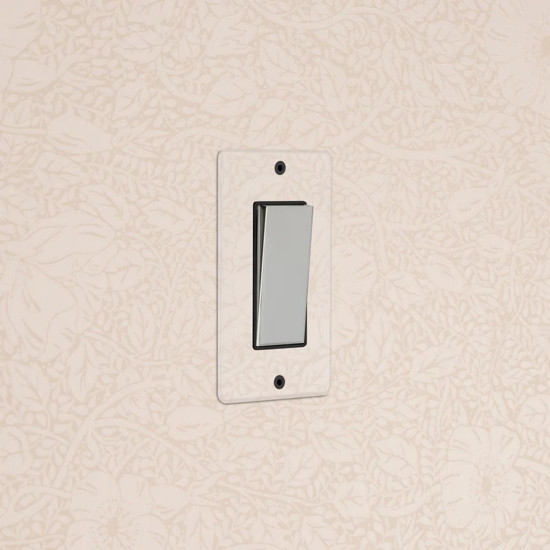Kew 1G Retractive Rocker Switch - Clear Polished Nickel Black