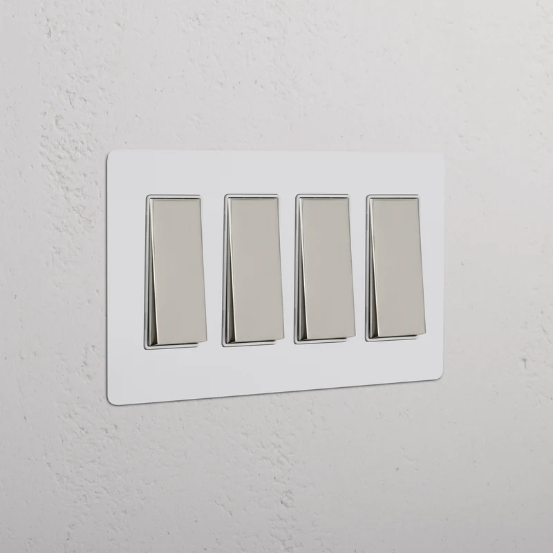 Kew 4G Rocker Switch - Paintable Polished Nickel White