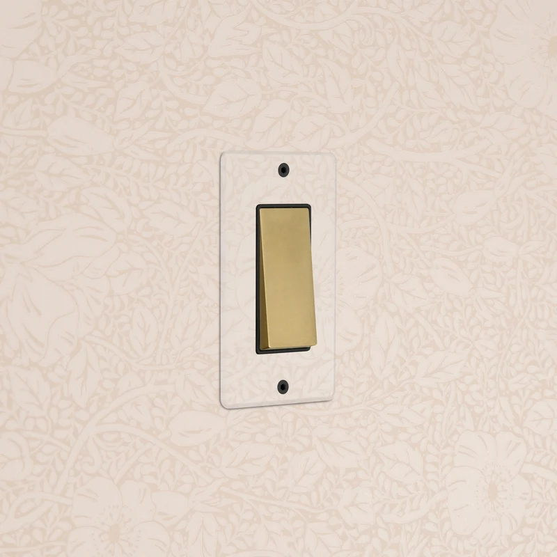 Kew 1G Dimming Retractive Rocker Switch - Clear Antique Brass Black