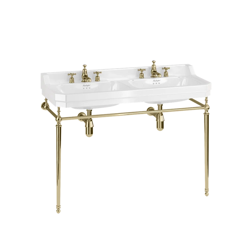 Burlington Edwardian 120 cm dubbelt handfat med mässingsställning