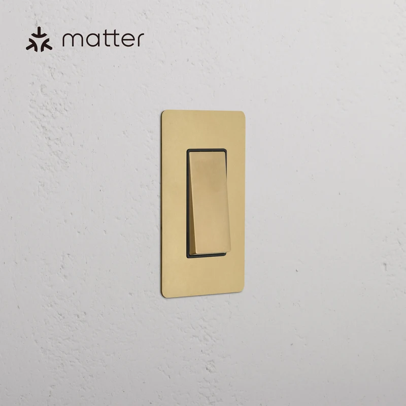 Kew 1G Smart Retractive Rocker Switch - Antique Brass Black