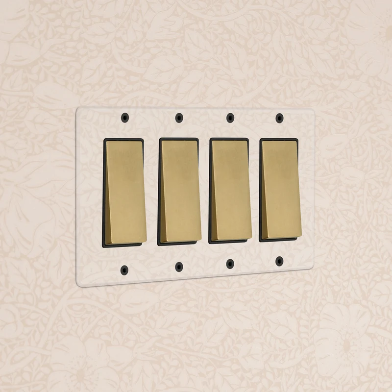 Kew 4G Rocker Switch - Clear Antique Brass Black