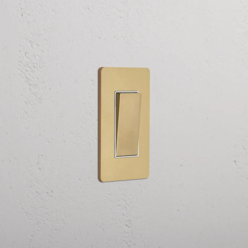 Grove 1G Retractive Rocker Switch - Antique Brass White