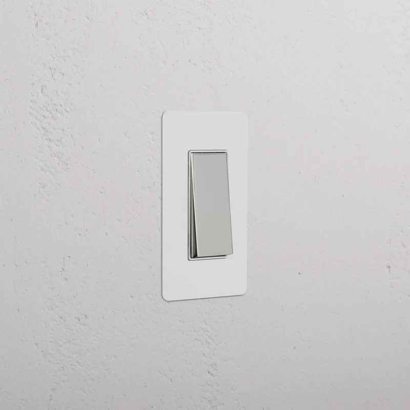 Kew 1G Four Way Rocker Switch - Paintable Polished Nickel White