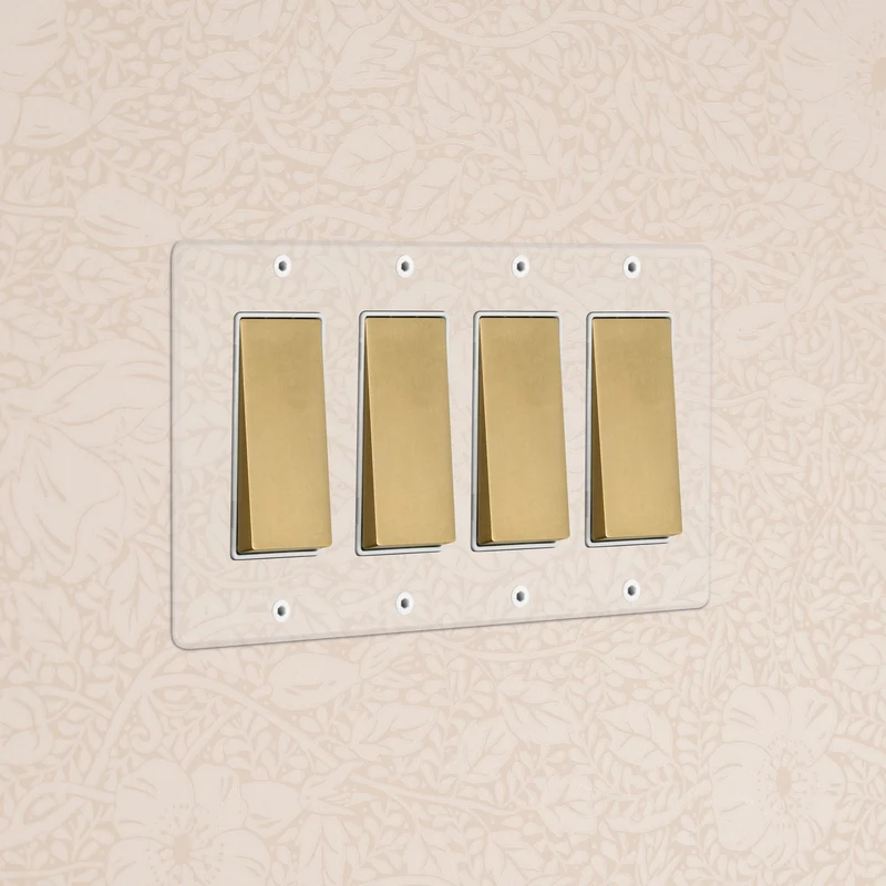 Kew 4G Rocker Switch - Clear Antique Brass White
