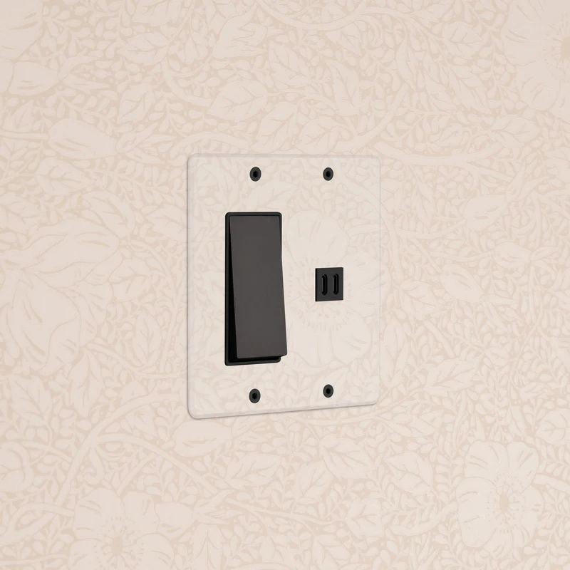 Kew 2G Rocker Switch & Fast Charge USB - Clear Bronze Black
