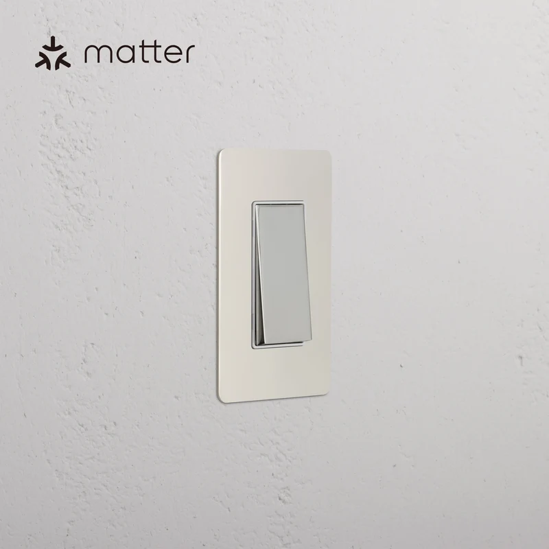 Kew 1G Smart Retractive Rocker Switch - Polished Nickel White