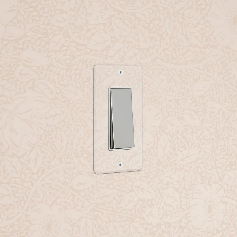 Kew 1G Dimming Retractive Rocker Switch - Clear Polished Nickel White