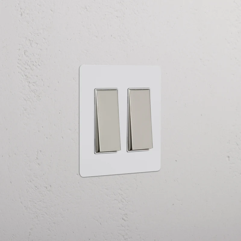 Kew 2G Rocker Switch - Paintable Polished Nickel White