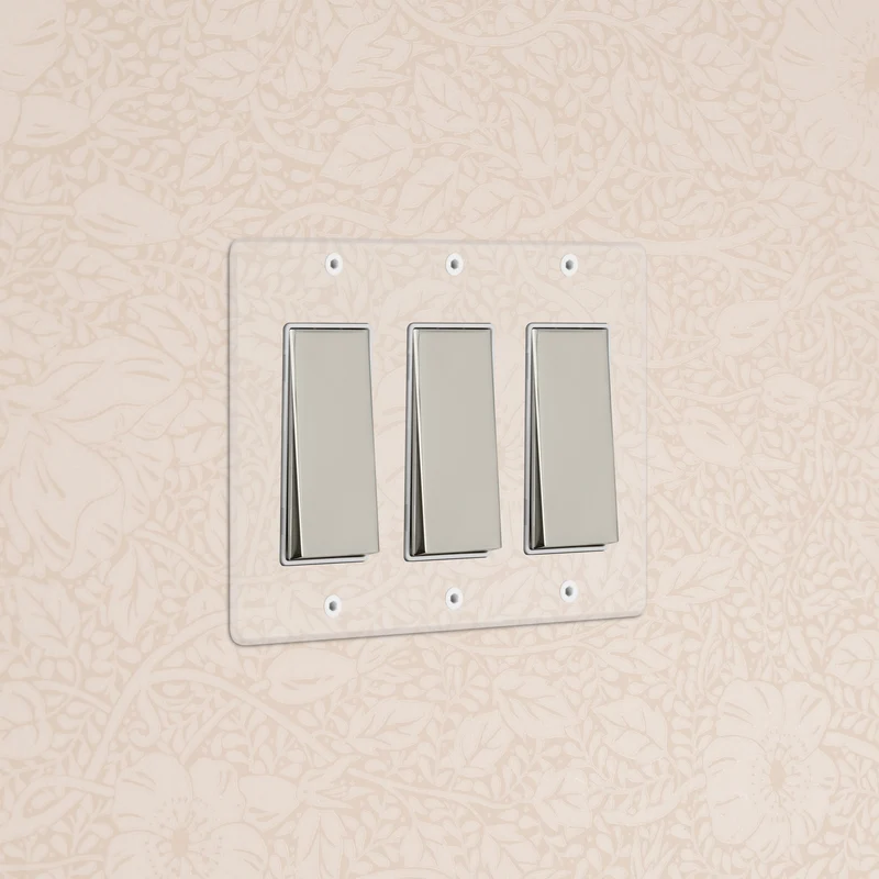 Kew 3G Rocker Switch - Clear Polished Nickel White