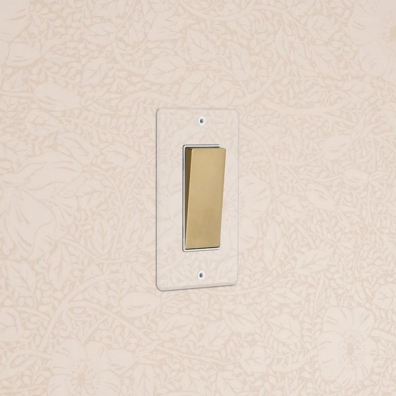 Kew 1G Retractive Rocker Switch - Clear Antique Brass White