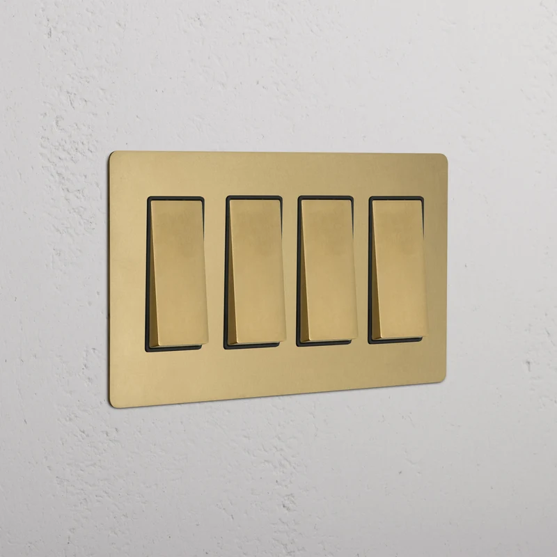 Kew 4G Rocker Switch - Antique Brass Black