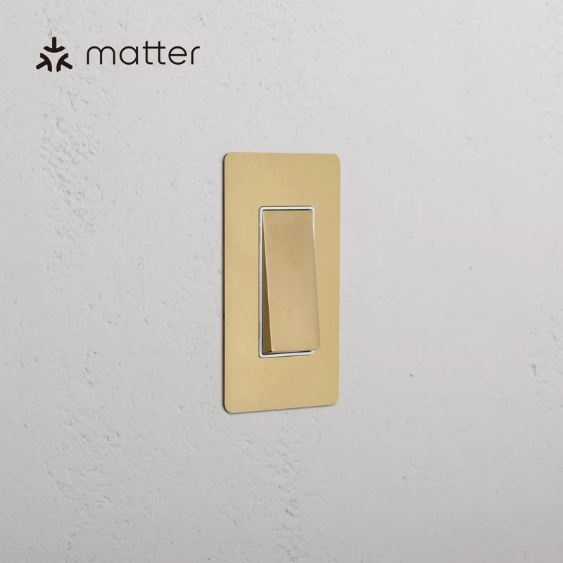 Kew 1G Smart Retractive Rocker Switch - Antique Brass White