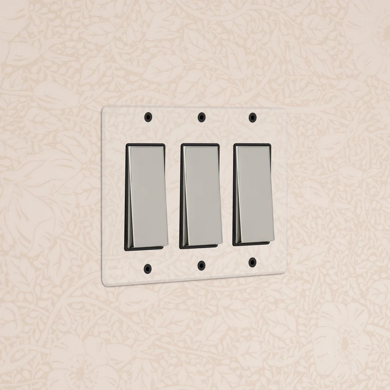 Kew 3G Rocker Switch - Clear Polished Nickel Black