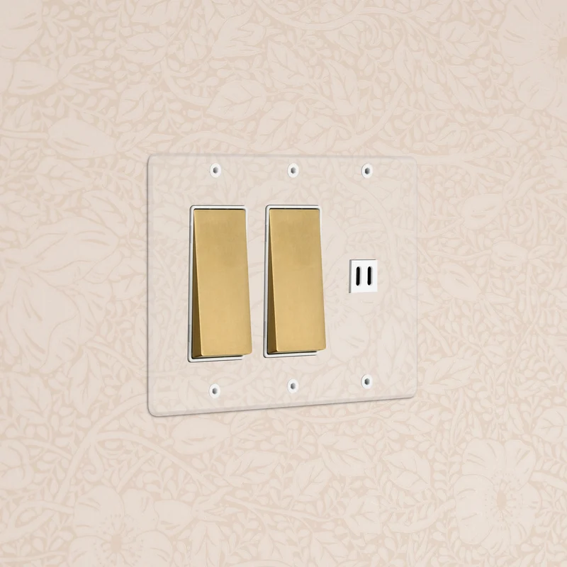 Kew 3G 2x Rocker Switch & Fast Charge USB - Clear Antique Brass White