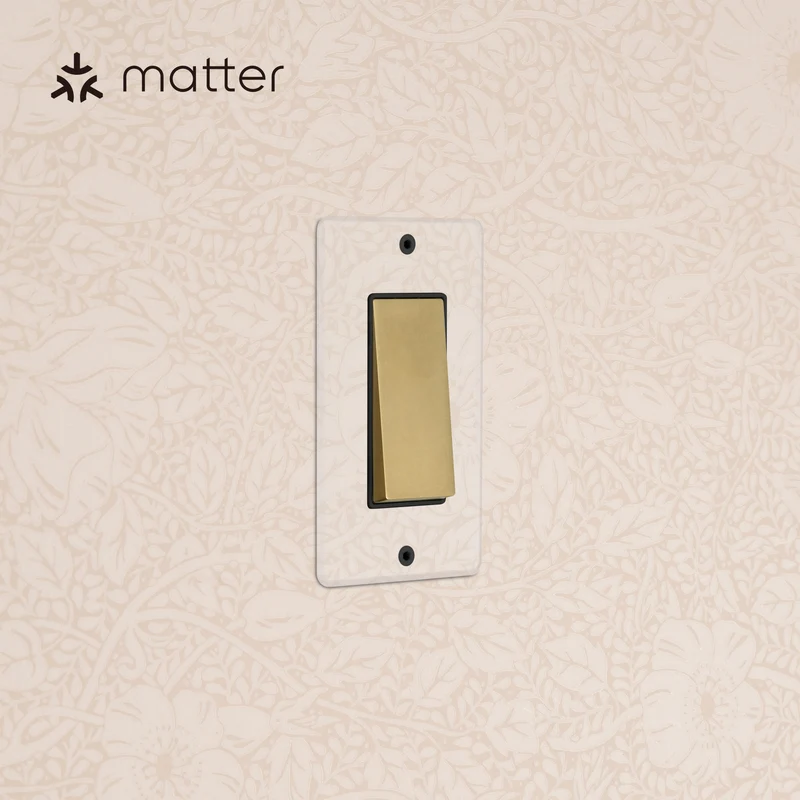 Kew 1G Smart Retractive Rocker Switch - Clear Antique Brass Black