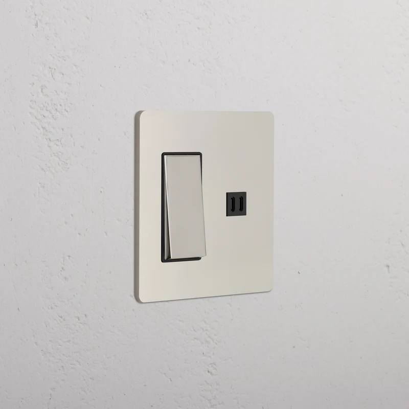 Grove 2G Rocker Switch & Fast Charge USB - Polished Nickel Black