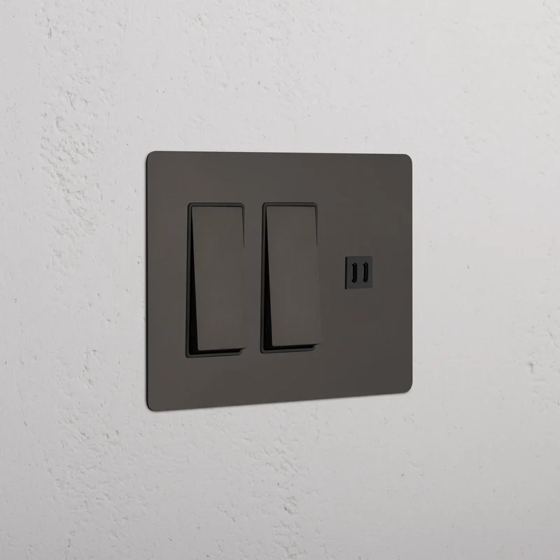Kew 3G 2x Rocker Switch & Fast Charge USB - Bronze Black