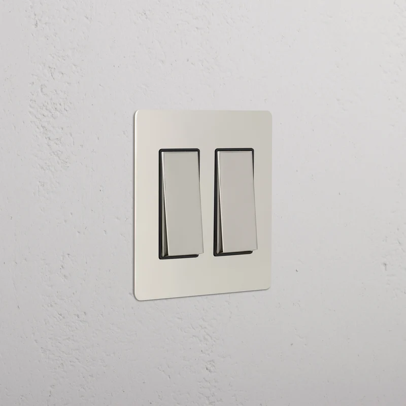 Kew 2G Rocker Switch - Polished Nickel Black
