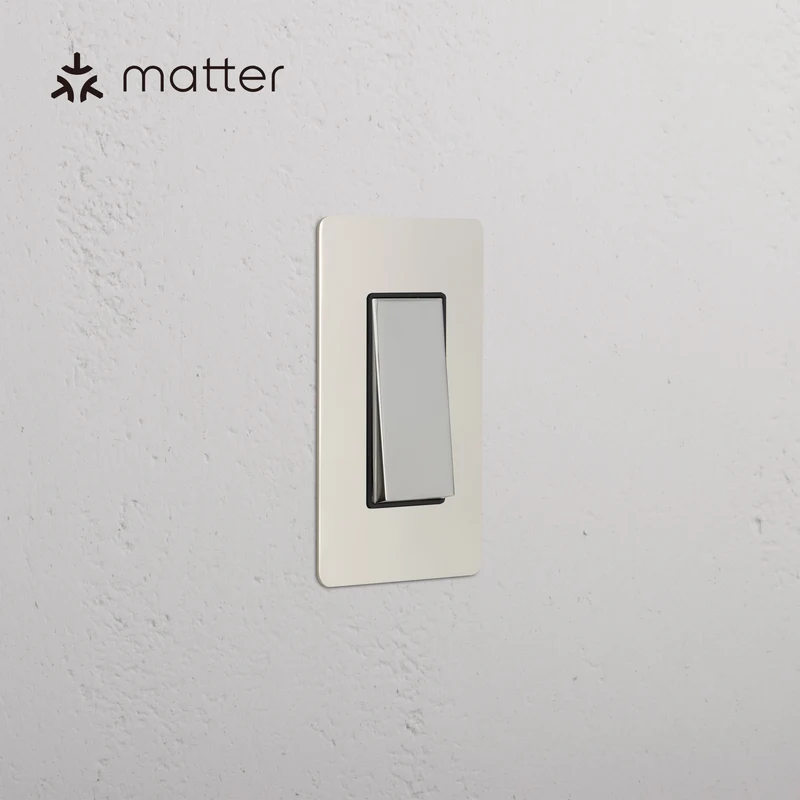 Kew 1G Smart Retractive Rocker Switch - Polished Nickel Black
