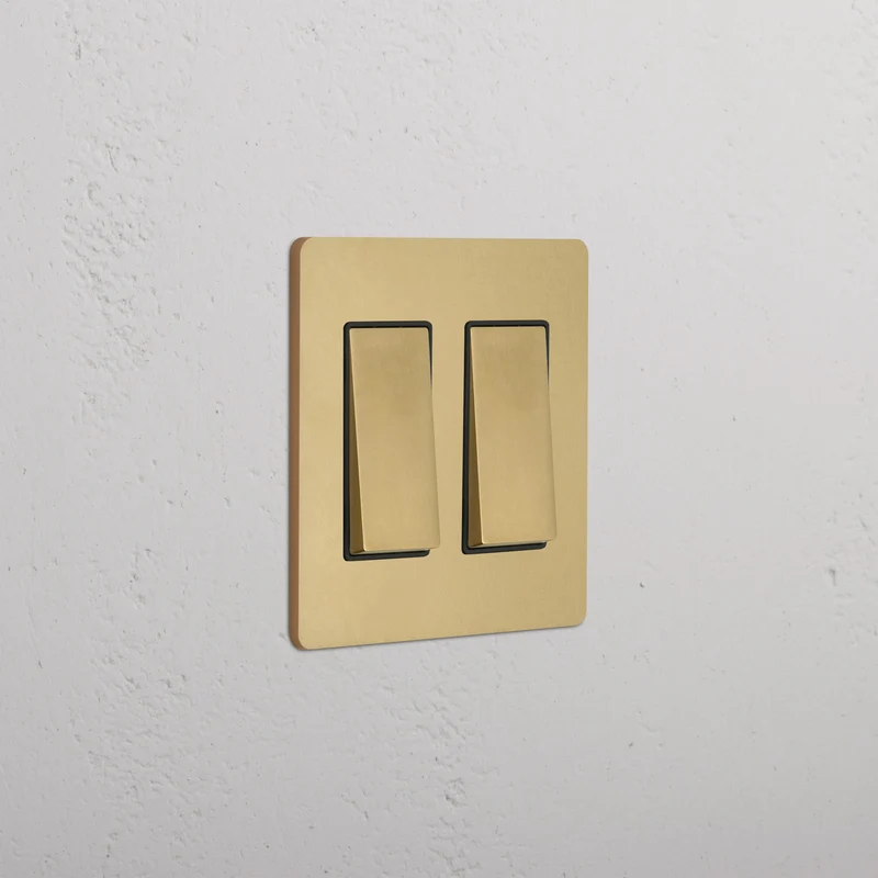 Grove 2G Rocker Switch - Antique Brass Black
