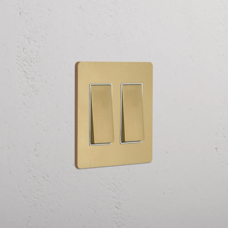 Grove 2G Rocker Switch - Antique Brass White