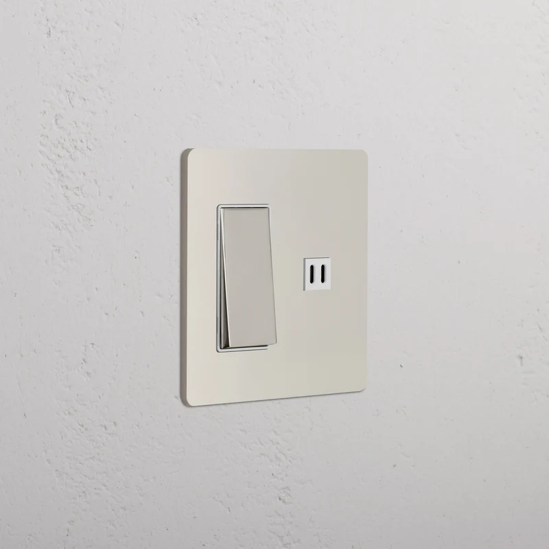 Grove 2G Rocker Switch & Fast Charge USB - Polished Nickel White