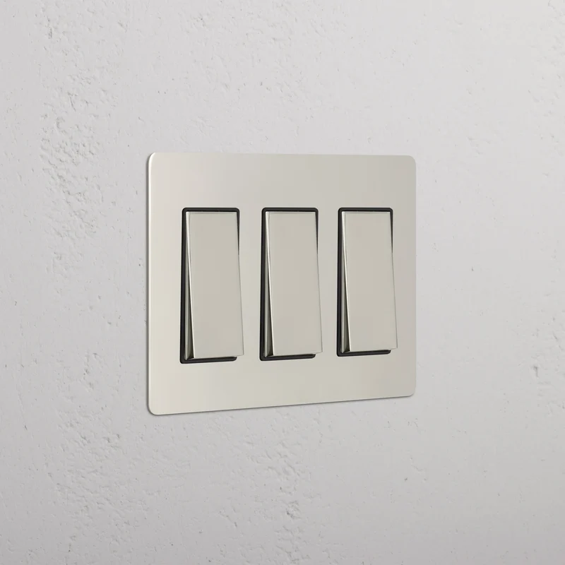 Kew 3G Rocker Switch - Polished Nickel Black