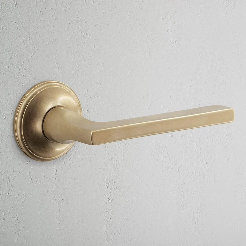 Clayton Fixed Door Handle - Antique Brass