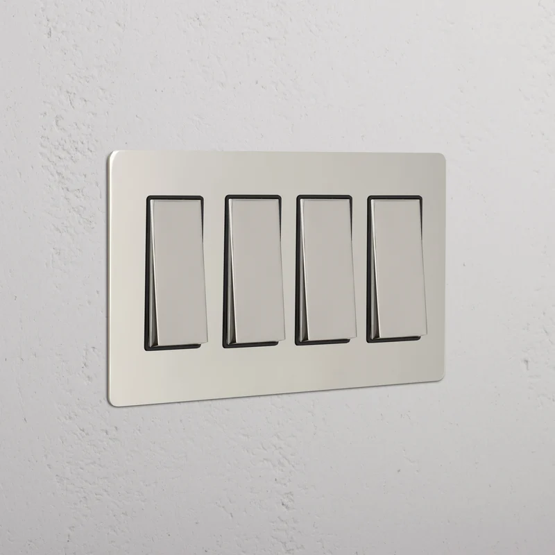 Kew 4G Rocker Switch - Polished Nickel Black
