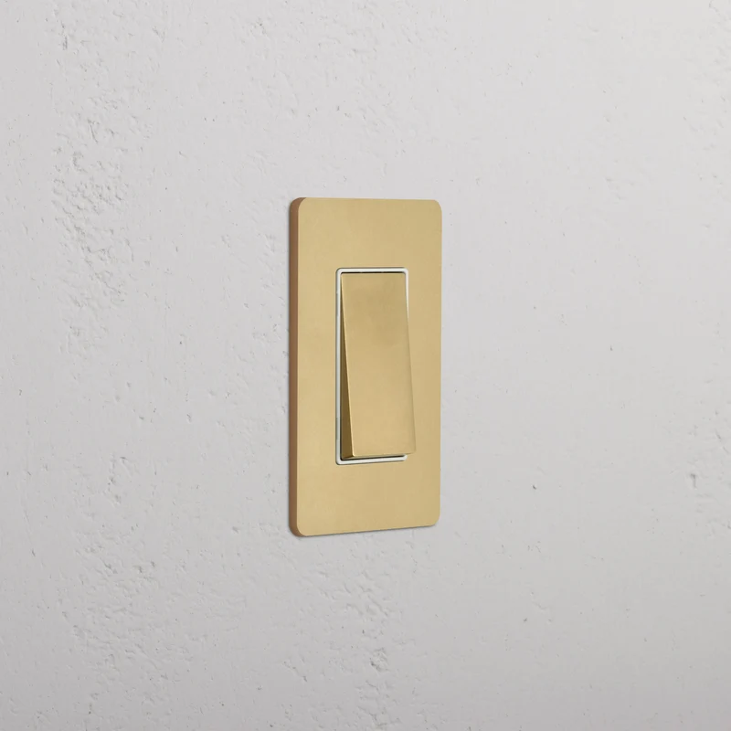 Grove 1G Double Pole Rocker Switch - Antique Brass White