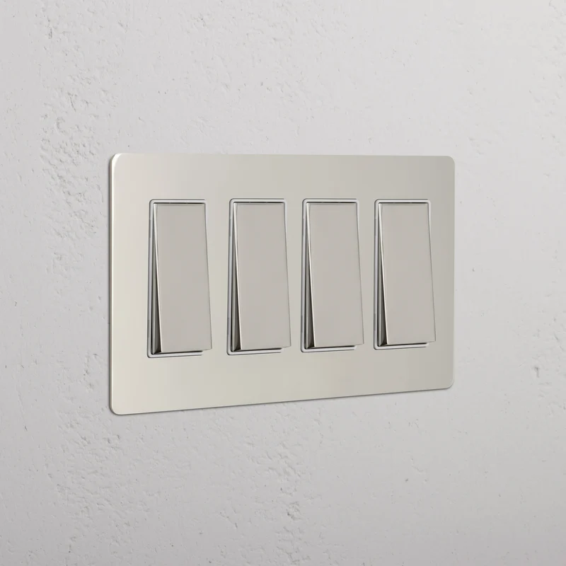 Kew 4G Rocker Switch - Polished Nickel White