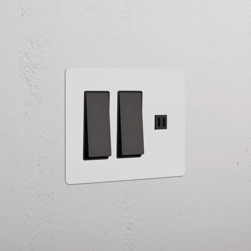 Kew 3G 2x Rocker Switch & Fast Charge USB - Paintable Bronze Black